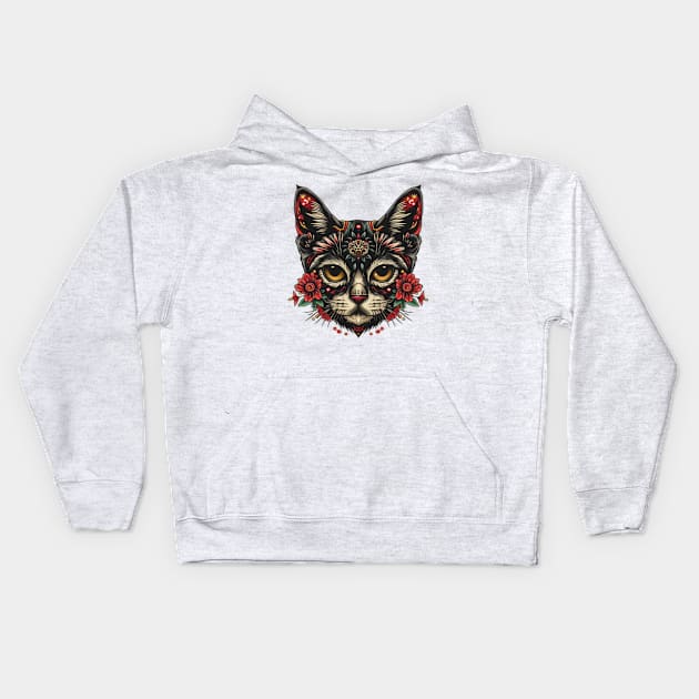 Cat tattoo Kids Hoodie by Tiny crafty aliens